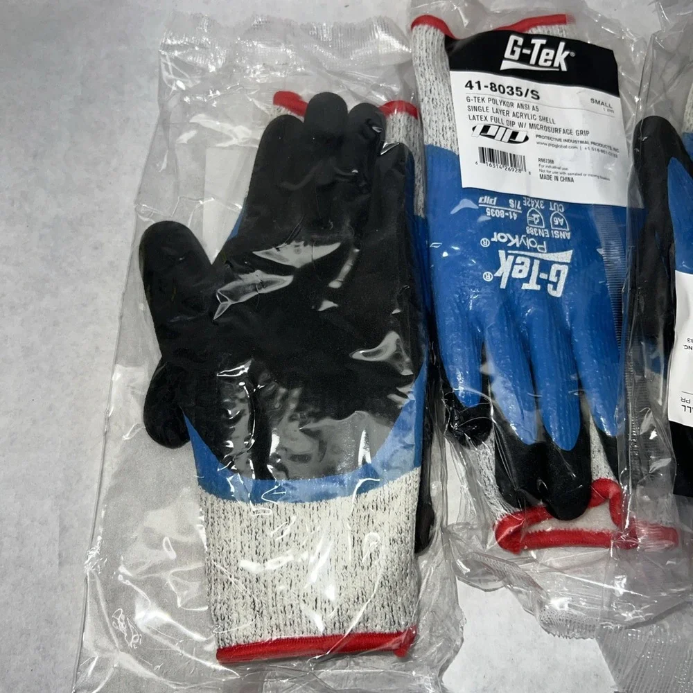 3 pair G-TEK 41-8035/S Polykor Gloves ANSI A5 Acrylic Shell Latex RN67368 SM